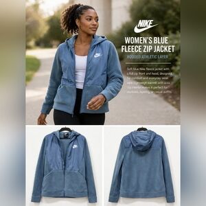 Nike Women’s Blue Fleece Zip Jacket Hoodie Athletic Lightweight